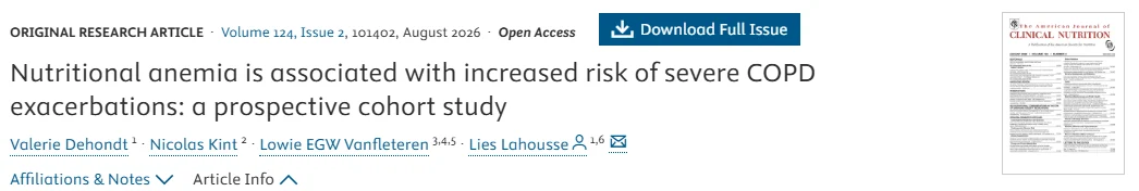 Valerie Dehondt: Nutritional Anemia Is Associated With Increased Risk of Severe COPD Exacerbations 1 Valerie Dehondt