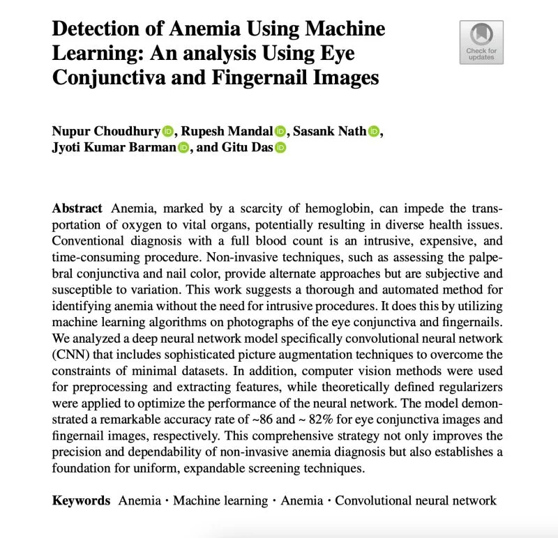 Nupur Choudhury: Exploring AI-Based Detection of Anemia Using Eye and Fingernail Images 1 Nupur Choudhury