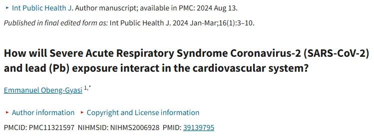 Norm Roulet: The Interaction of Pb and SARS-CoV-2 and Its Impact on the Cardiovascular System 1 Norm Roulet