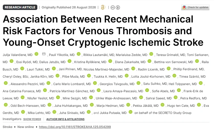 Malik Ghannam: Recent Venous Thrombosis Risk Factors May Help Explain Cryptogenic Stroke in Young Adults 1 Malik Ghannam