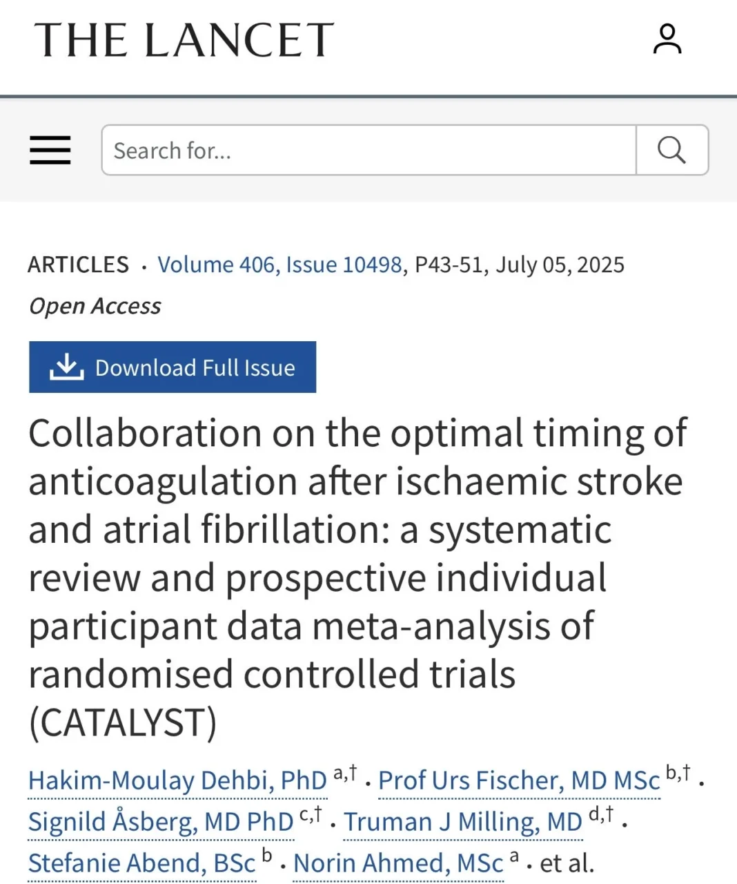 Kemal Karaagac: Early DOAC Initiation After Acute Ischaemic Stroke in Atrial Fibrillation 1 Kemal Karaagac