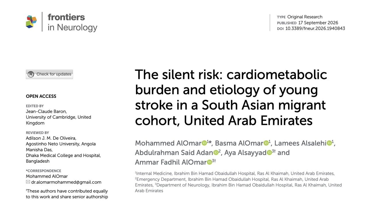 Mohammed A. AlOmar: What Characterizes Young Stroke in the UAE? 1 Mohammed A. AlOmar