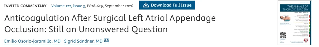 Emilio Osorio: Can Anticoagulation Be Safely Discontinued After Surgical Left Atrial Appendage Occlusion?