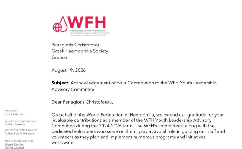 Panagiotis Christoforou: Six Years of Service, Growth and Global Connection with WFH 1 Panagiotis Christoforou