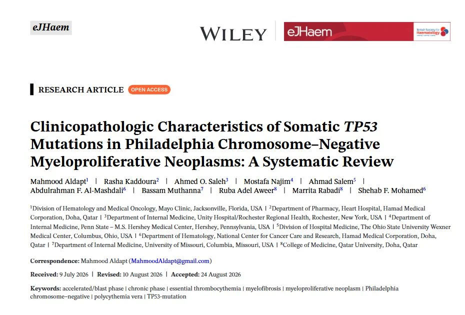 Shehab Mohamed: TP53 Mutations and Outcomes in Myeloproliferative Neoplasms