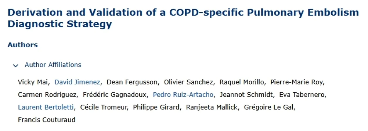 COPD-specific Pulmonary Embolism Diagnostic Strategy - Thrombosis and Haemostasis 1 COPD-specific Pulmonary Embolism Diagnostic Strategy - Thrombosis and Haemostasis