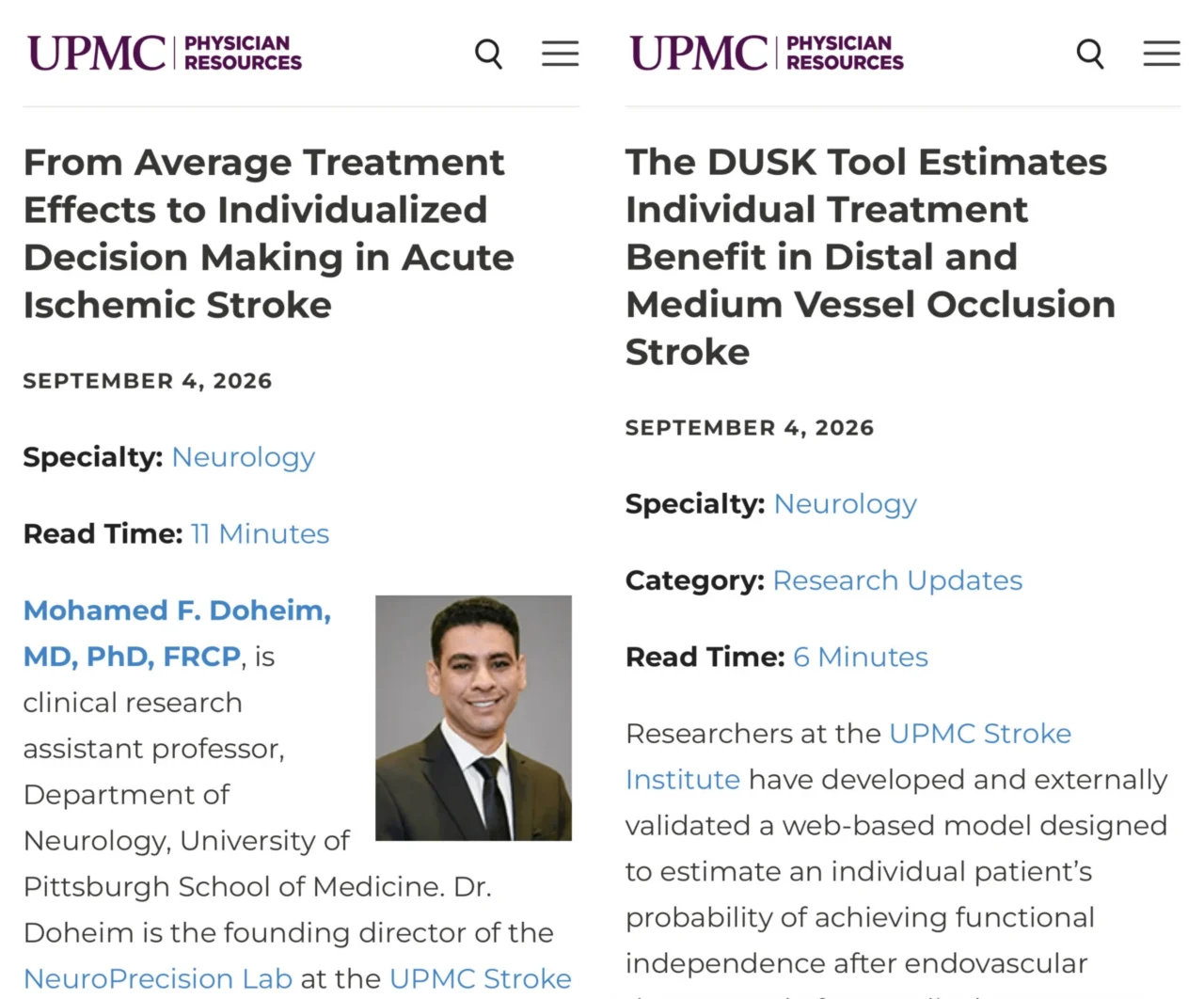 Mohamed F Doheim: 'Stroke as a Symphony' - Rethinking Decision-Making in Acute Ischemic Stroke 1 Mohamed F Doheim