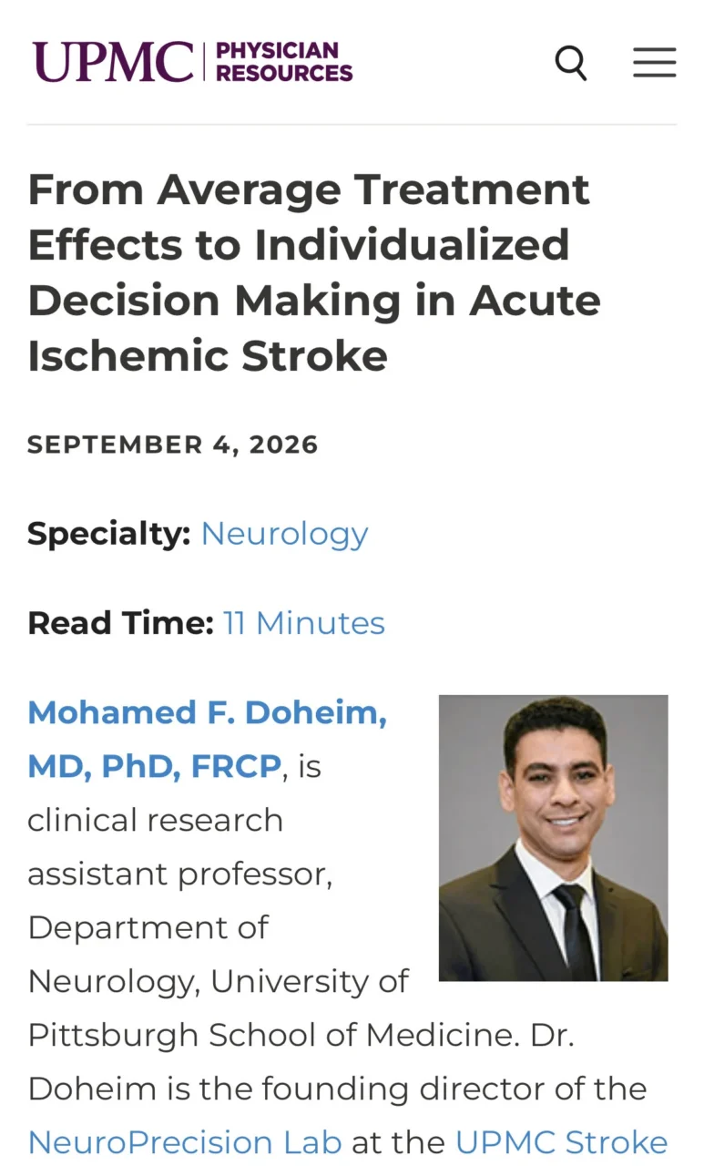 Mohamed F Doheim: Unraveling the Symphony of Stroke Management