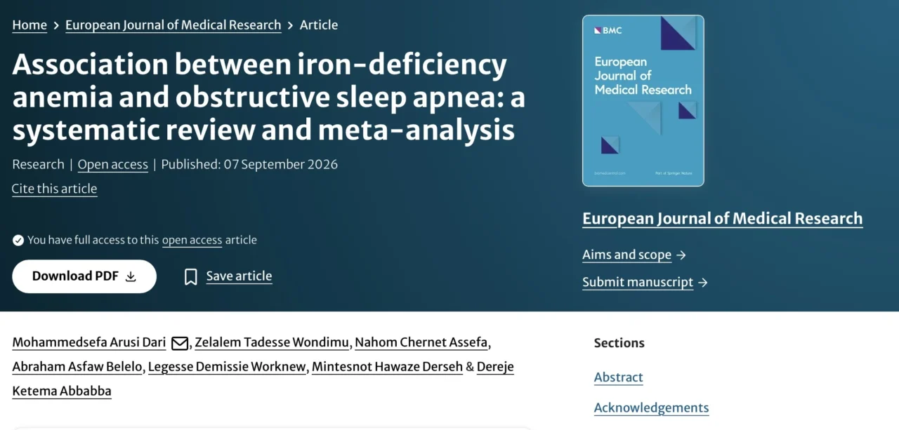 Mohammedsefa Arusi Dari: Iron-Deficiency Anemia and Obstructive Sleep Apnea - What Does the Evidence Show?