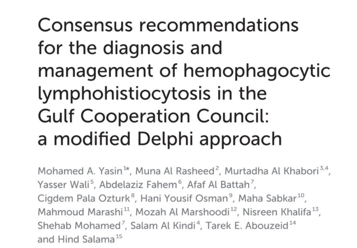 Abdelaziz Fahem: HLH in the GCC - A New Regional Consensus for Diagnosis and Management