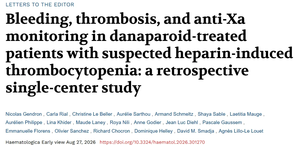 Nicolas Gendron: Real-World Data on Danaparoid in Patients with Suspected HIT 1 Nicolas Gendron: Real-World Data on Danaparoid in Patients with Suspected HIT