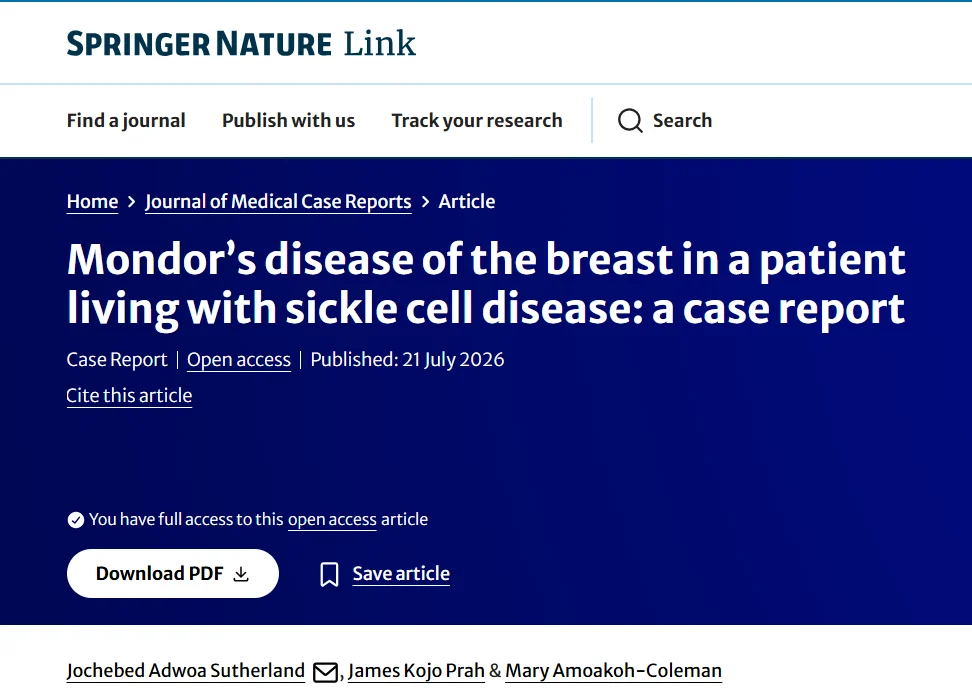 Jochebed Adwoa Sutherland: First Reported Case of Breast Mondor’s Disease in a Patient Living with Sickle Cell 1 Jochebed A. Sutherland