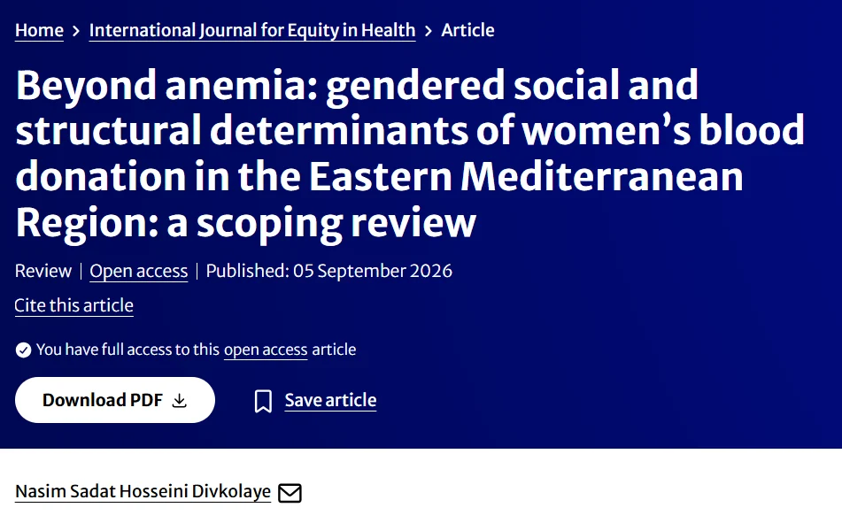Nasim Hosseini: Women’s Blood Donation and the Social Determinants of Health