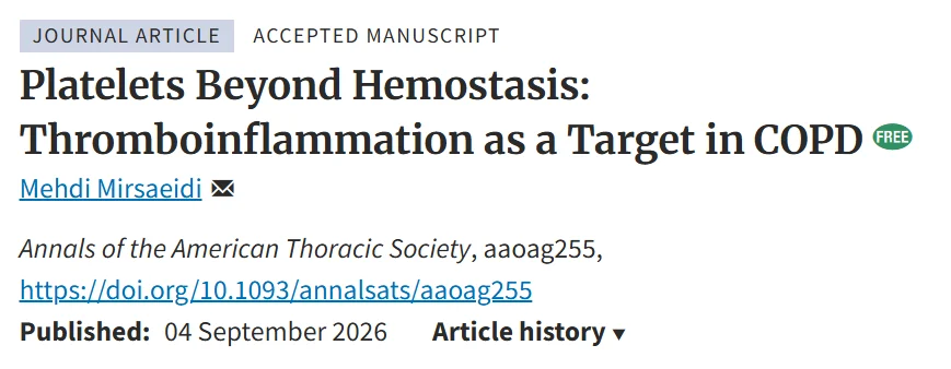 Mehdi Mirsaeidi: Platelets and Thromboinflammation in COPD
