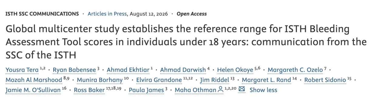 Global Study Defines ISTH BAT Reference Ranges in Children and Adolescents - JTH
