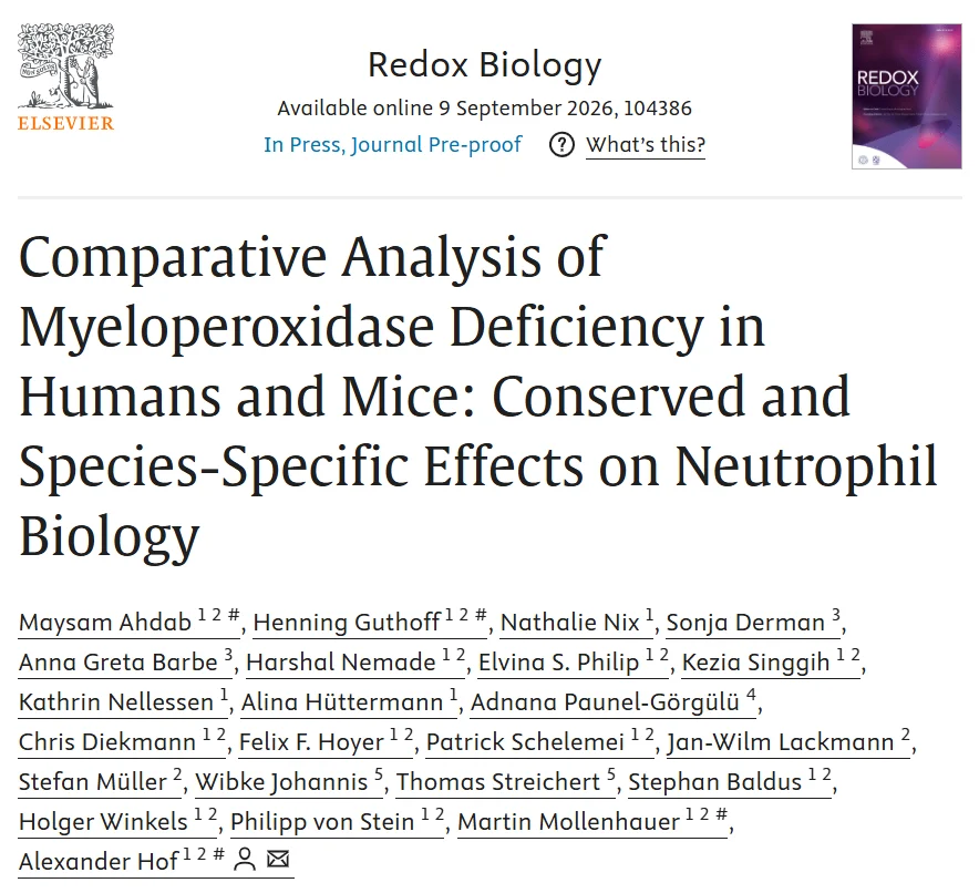 Alexander Hof: Species-Specific Roles of MPO Deficiency 1 Alexander Hof: Species-Specific Roles of MPO Deficiency