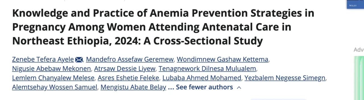 Mengistu Abate Belay: Bridging the Gap in Anemia Prevention During Pregnancy