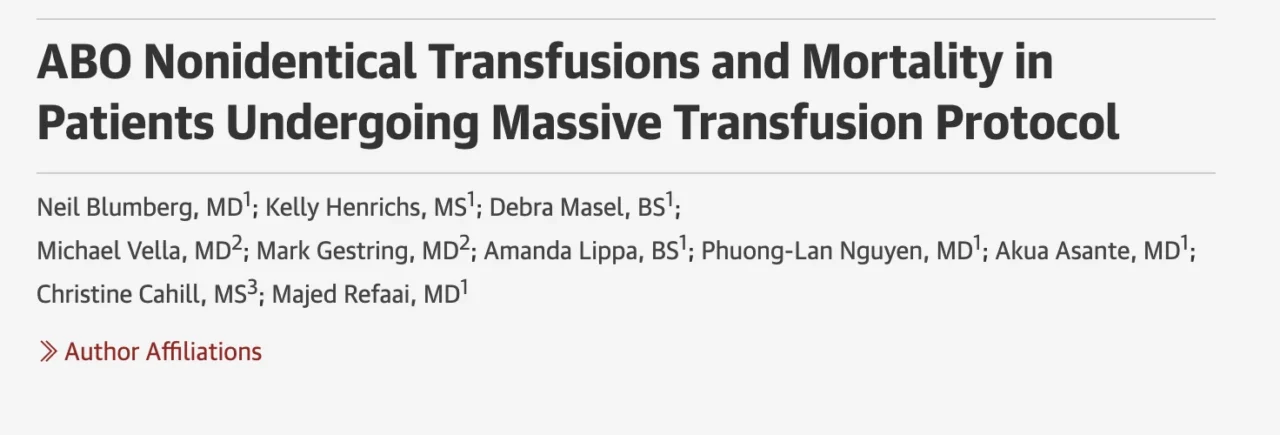 Neil Blumberg: ABO Nonidentical Transfusions and Mortality in Massive Transfusion