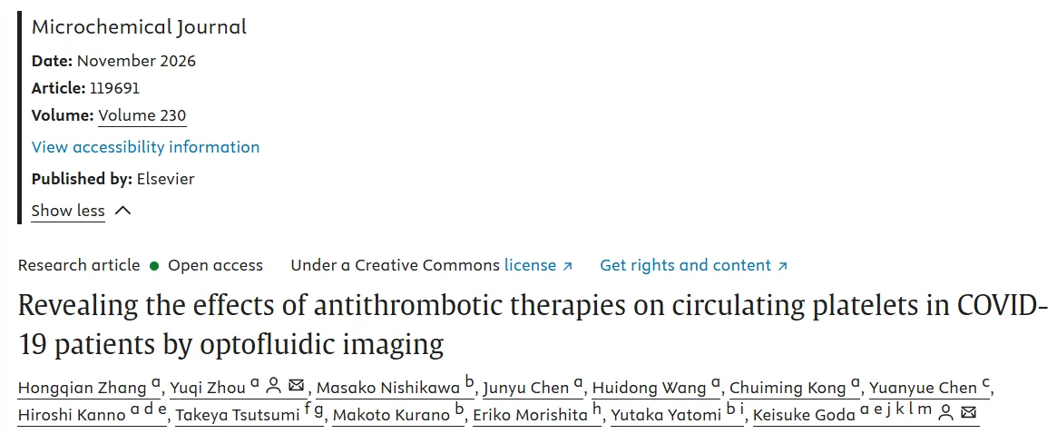 Keisuke Goda: Decoding Platelet Phenotypes in COVID-19 With Optofluidic Imaging 1 Keisuke Goda