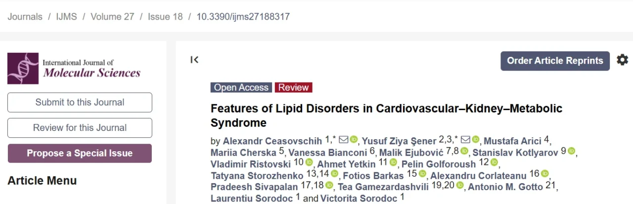 Ceasovschih Alexandr: A Closer Look at Lipid Disorders in CKM Syndrome 1 Ceasovschih Alexandr, Antonio Gotto Jr.