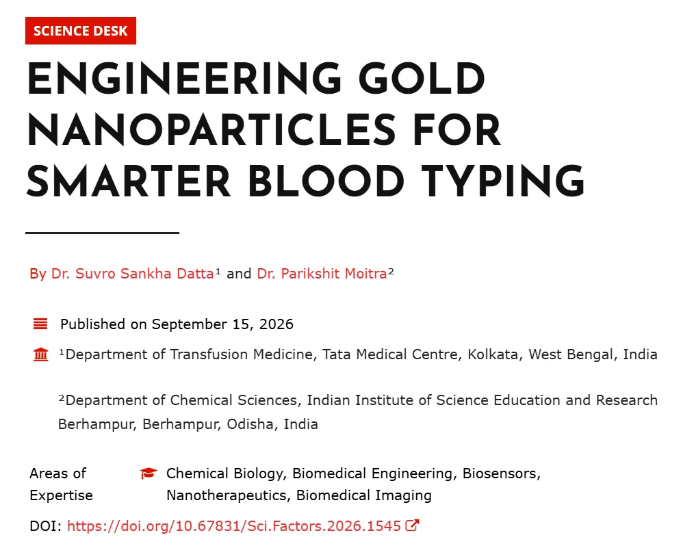 Suvro Sankha Datta: Developing Blood Group Genotyping Platform Using a Gold-Oligo 1 Suvro Sankha Datta, Parikshit Moitra