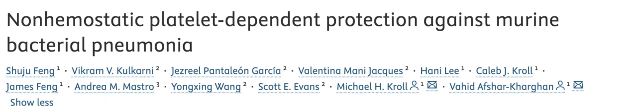 Platelet Dependent Protection Against Bacterial Pneumonia - JTH