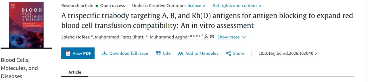 Asghar Muhammad: Exploring New Ways to Expand Blood Transfusion Compatibility 1 Asghar Muhammad: Exploring New Ways to Expand Blood Transfusion Compatibility