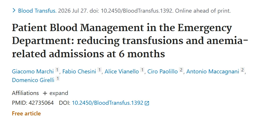 Domenico Girelli: How Verona Hospital Transformed ED Anemia Care with Patient Blood Management 1 Domenico Girelli