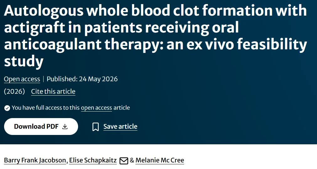 Bruce Holland: Ex Vivo Assessment of ActiGraft Clot Formation Under Anticoagulation