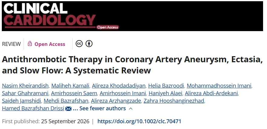 Alireza Arzhangzadeh: Antithrombotic Strategies in Coronary Artery Aneurysm, Ectasia, and Slow Flow