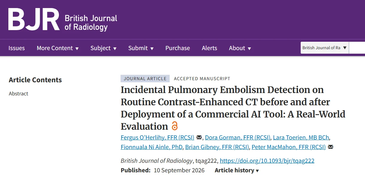 Yaozhi Wang: AI Increased Incidental Pulmonary Embolism Detection 1 Yaozhi Wang: AI Increased Incidental Pulmonary Embolism Detection