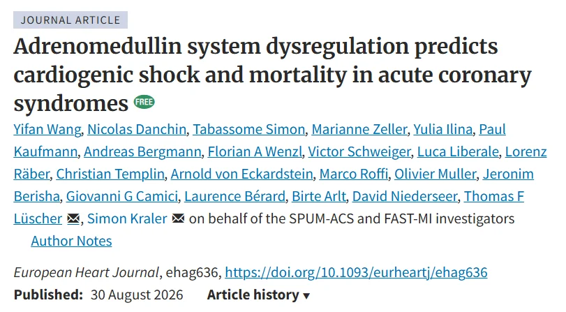 Simon Kraler: Can the Adrenomedullin System Predict Cardiogenic Shock Before It Happens?