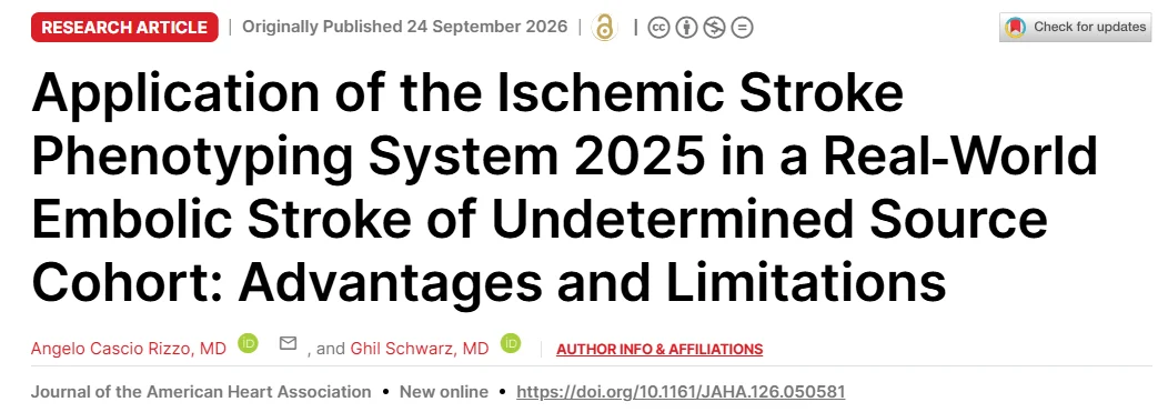 Angelo Cascio Rizzo: Ischemic Stroke Phenotyping in ESUS - Insights from a Real-World Cohort