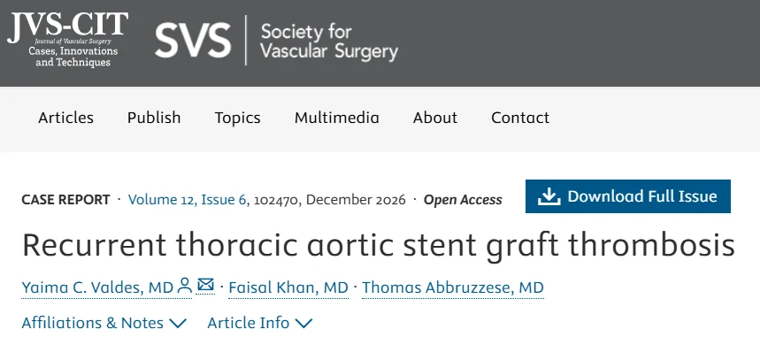 Matthew Smeds: Management of Thoracic Endograft Thrombosis and Mesenteric Embolization