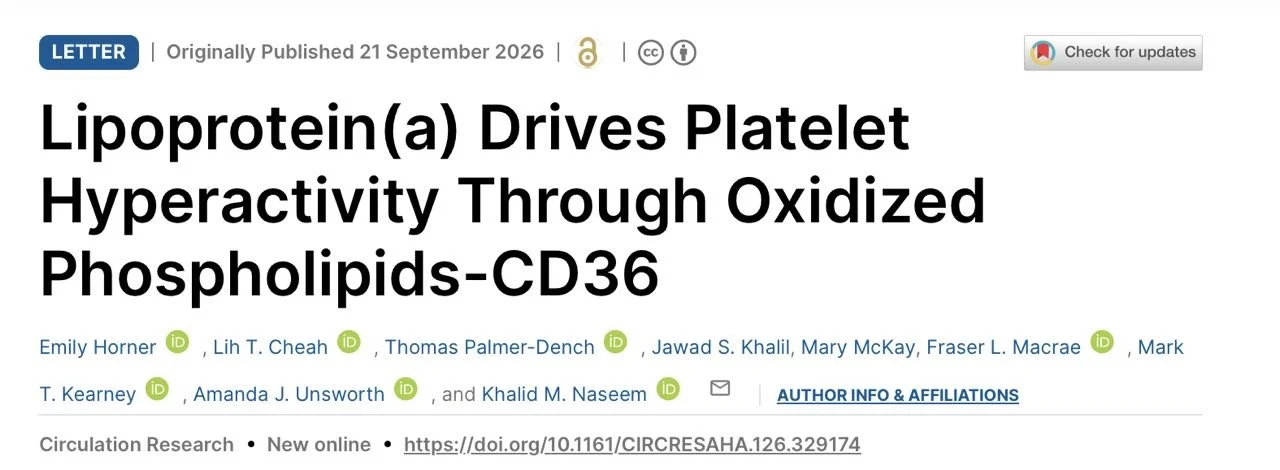 Emily Horner: Lipoprotein(a) Links Oxidized Phospholipids to Platelet Hyperactivity