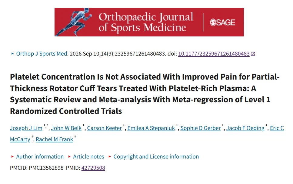 Michael Baria: Platelet Concentration and PRP Outcomes in Partial Rotator Cuff Tears