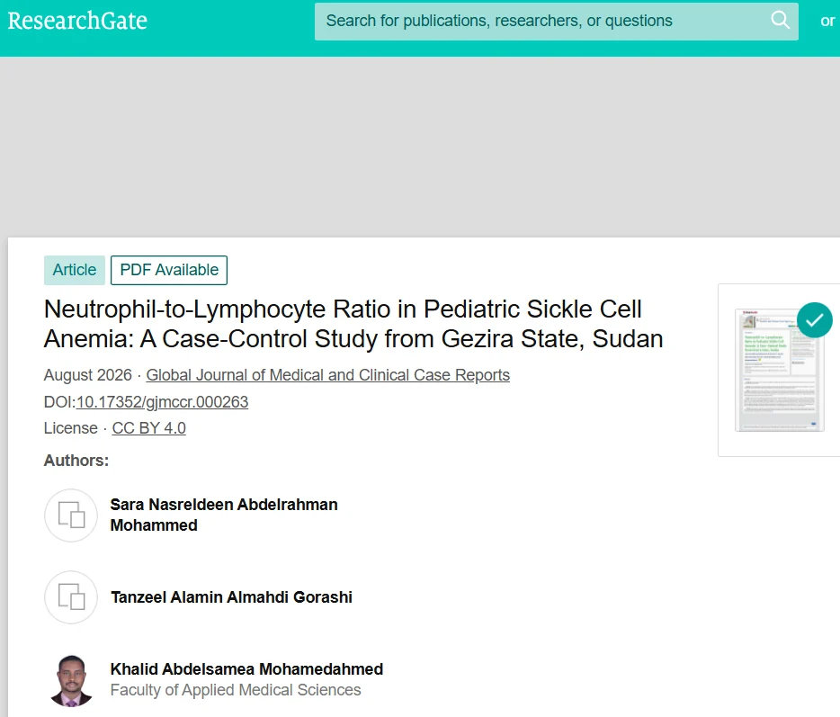 Tanzeel Alamin Almahdi Gorashi: NLR as an Accessible Biomarker for Monitoring Pediatric Sickle Cell Anemia 1 Tanzeel Alamin Almahdi Gorashi: NLR as an Accessible Biomarker for Monitoring Pediatric Sickle Cell Anemia