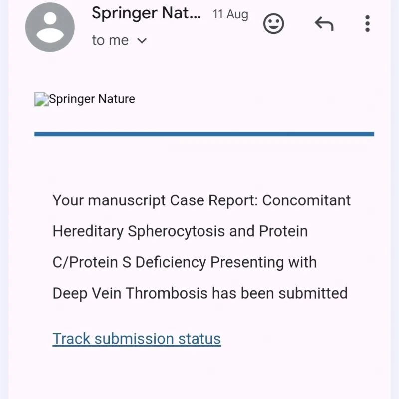 Mohammad Zamrood Khan: Hereditary Spherocytosis and Protein C/S Deficiency Case Report Submitted