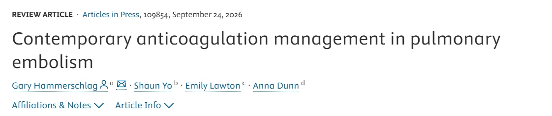 Anna Dunn: Long-Term Anticoagulation After Pulmonary Embolism