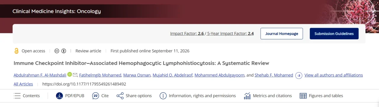 Abdulrahman Al-Mashdali։ Immune Checkpoint Inhibitor Associated HLH