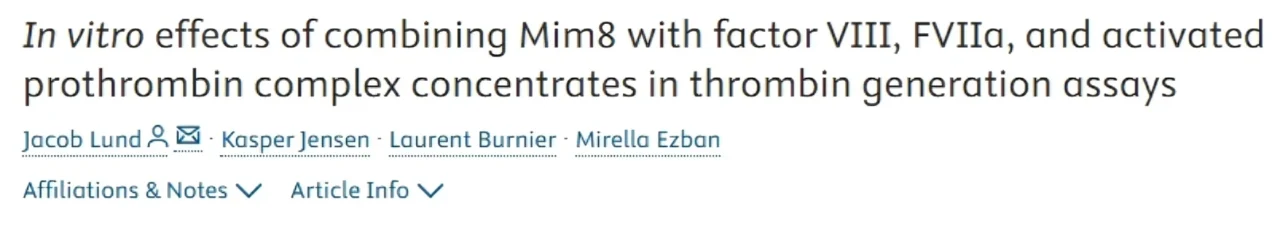 Wolfgang Miesbach: Direct Comparison Reveals Distinct Mechanisms Among FVIIIa Mimetics 1 Wolfgang Miesbach: Direct Comparison Reveals Distinct Mechanisms Among FVIIIa Mimetics
