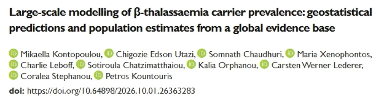 Petros Kountouris: Geostatistical Modelling Maps Global β-Thalassaemia Carrier Prevalence