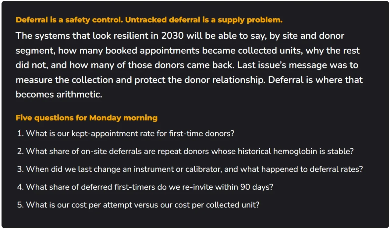 Reza Shojaei: The Invisible Crisis, Part 1- Donor Deferral in Whole Blood 6 Reza Shojaei: The Invisible Crisis, Part 1- Donor Deferral in Whole Blood