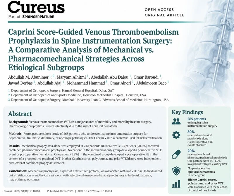Jawad Derbas: Comparing Mechanical and Pharmacomechanical VTE Prophylaxis in Spine Surgery 1 Jawad Derbas
