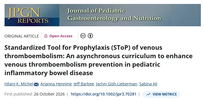 Sabina Ali: The SToP Curriculum for Venous Thromboembolism Prevention in Pediatric IBD 1 Sabina Ali