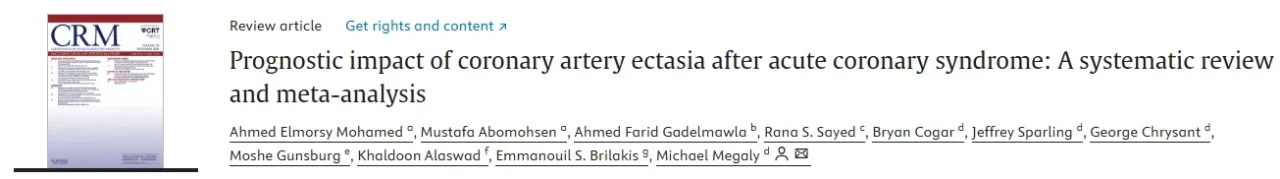 Michael Megaly: Does Coronary Ectasia Affect Outcomes in Acute Coronary Syndromes? 1 Michael Megaly