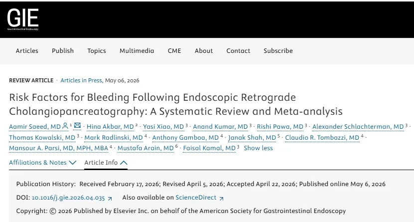 Aamir Saeed: Anticoagulation, Cirrhosis, and Other Risk Factors for Post-ERCP Bleeding 1 Aamir Saeed
