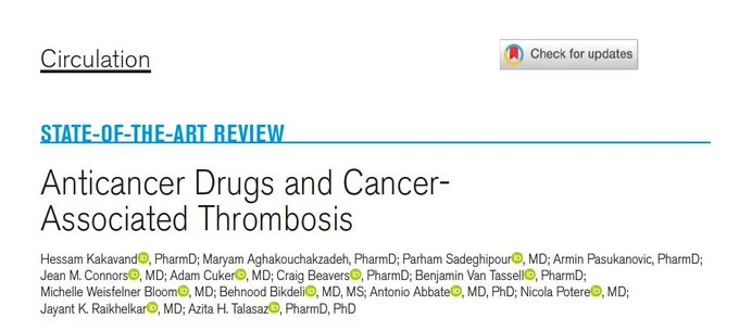 Abdulla A. Damluji: Anticancer Drugs and Thrombosis Mechanisms, Risk Factors, and Prevention