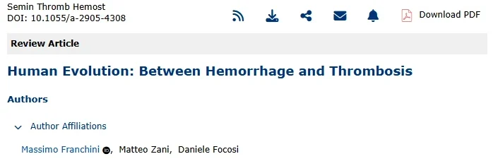 How Has Human Evolution Shaped the Delicate Balance between Bleeding and Clotting? - Seminars in Thrombosis and Hemostasis 1 Seminars in Thrombosis and Hemostasis