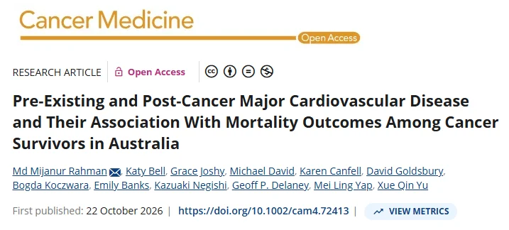 Bogda Koczwara: Pre-Existing and New CVD in Patients With Cancer Are Associated With Higher Mortality 1 Bogda Koczwara